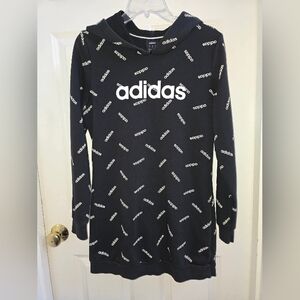 Adidas Black and White Logo Tunic Hoodie  EUC Size M